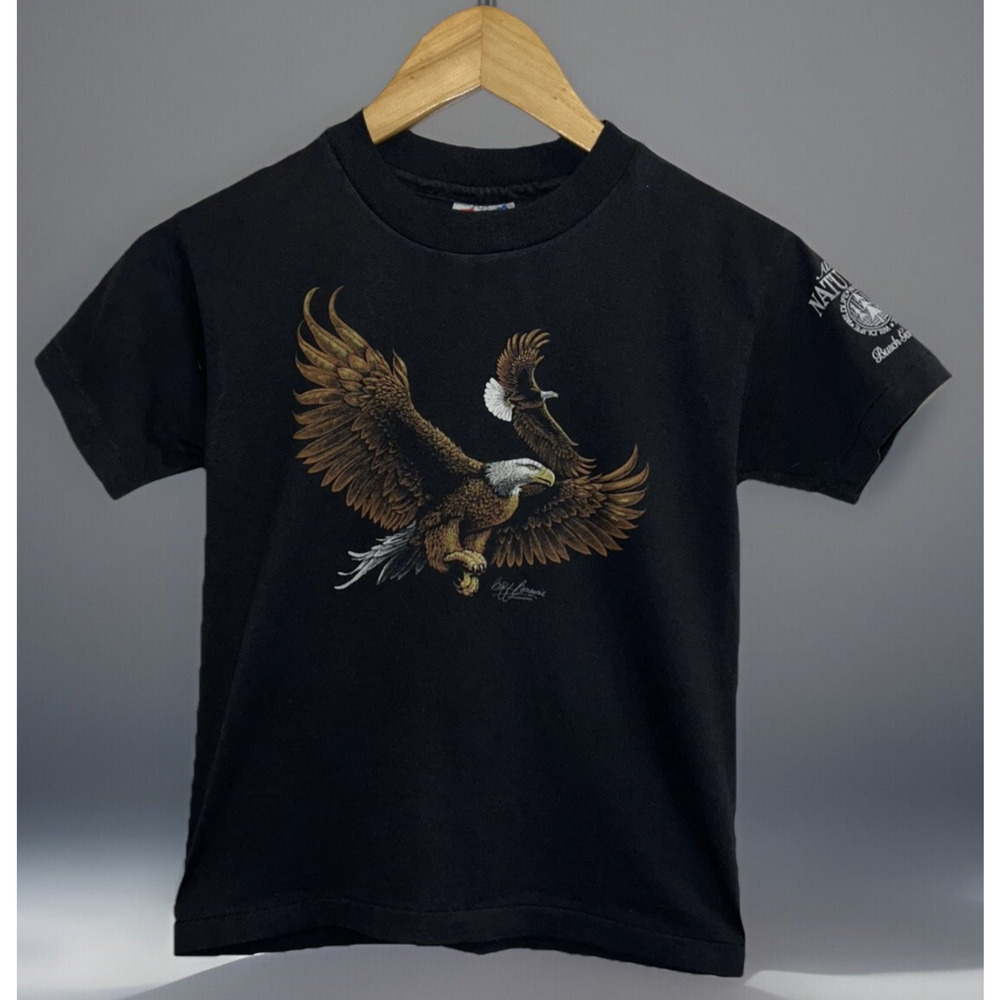 VTG Cliff Bonamie Eagle Single Stitch T‑Shirt Wildlife Busch Gardens Black Sz M